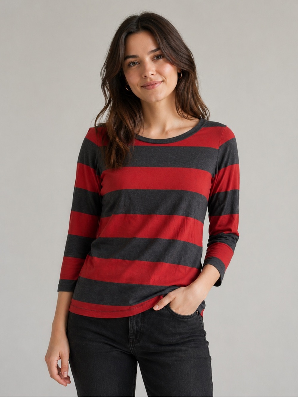 COS Sz S Striped Nautical Cotton Blue Red Casual Shirt